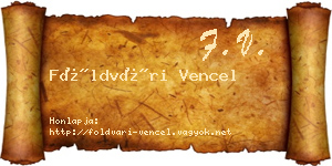 Földvári Vencel névjegykártya